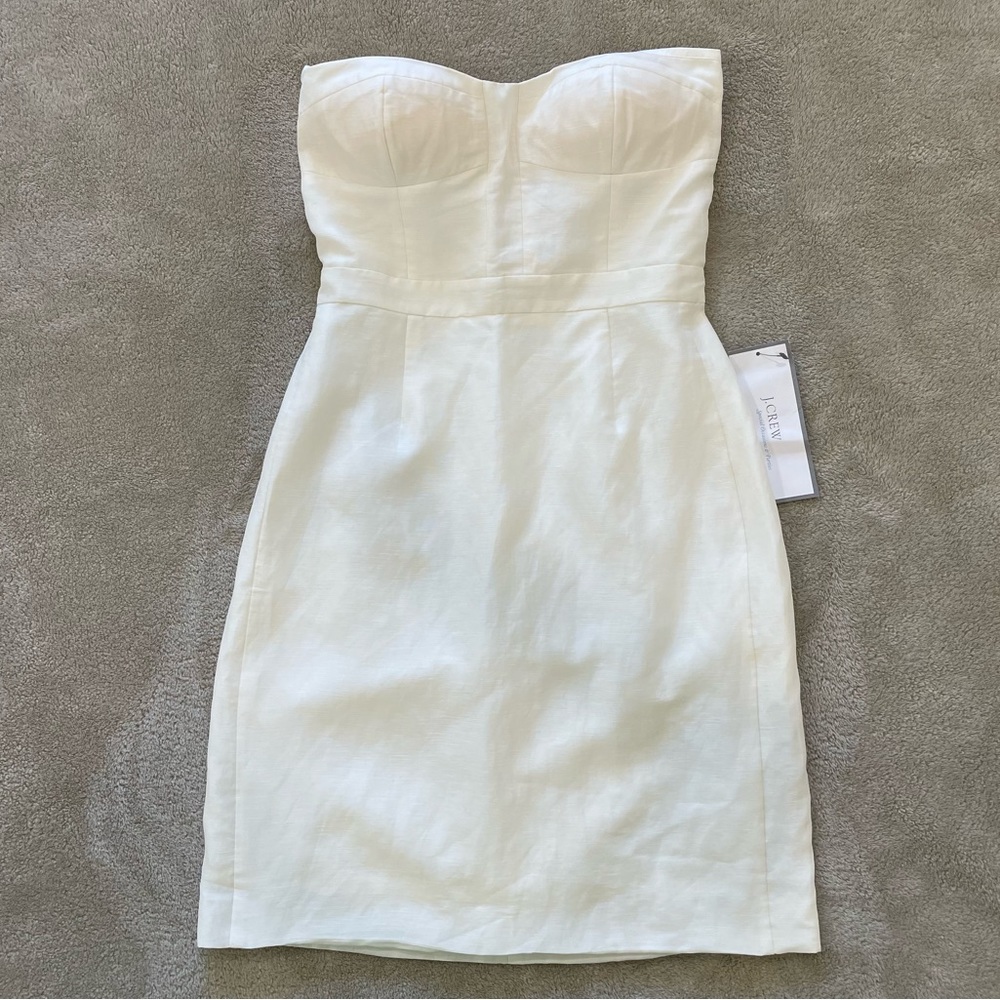 J.CREW Midi Length Strapless Dress in Ivory